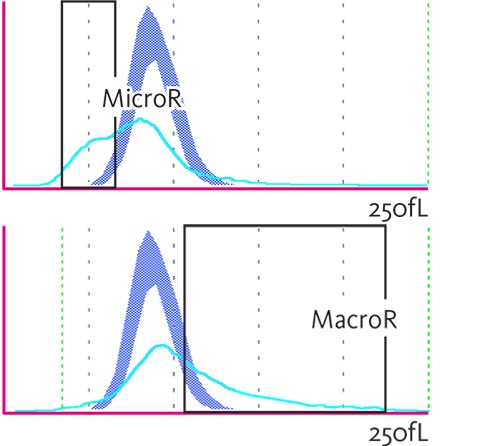 [.SE-se Sweden (swedish)] RBC histogram with indication of MicroR and MacroR